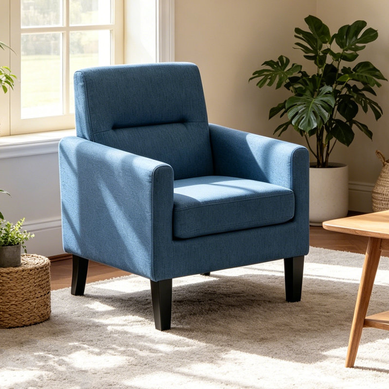 Meleri Accent Chairs with Wood Leg, Mid Century Modern  Chairs Comfy Reading Chair with Upholstered Cushion Relax Armchair for Bedroom Living Room Apartment,Office