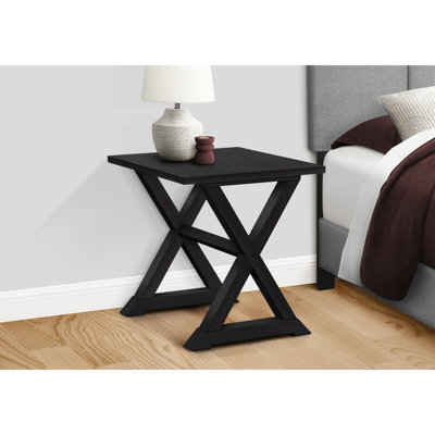 Table de bout en placage noir, de forme carrée, pour la chambre à coucher et le salon, 22 po L 23,5 x H 23 po avec finition en placage