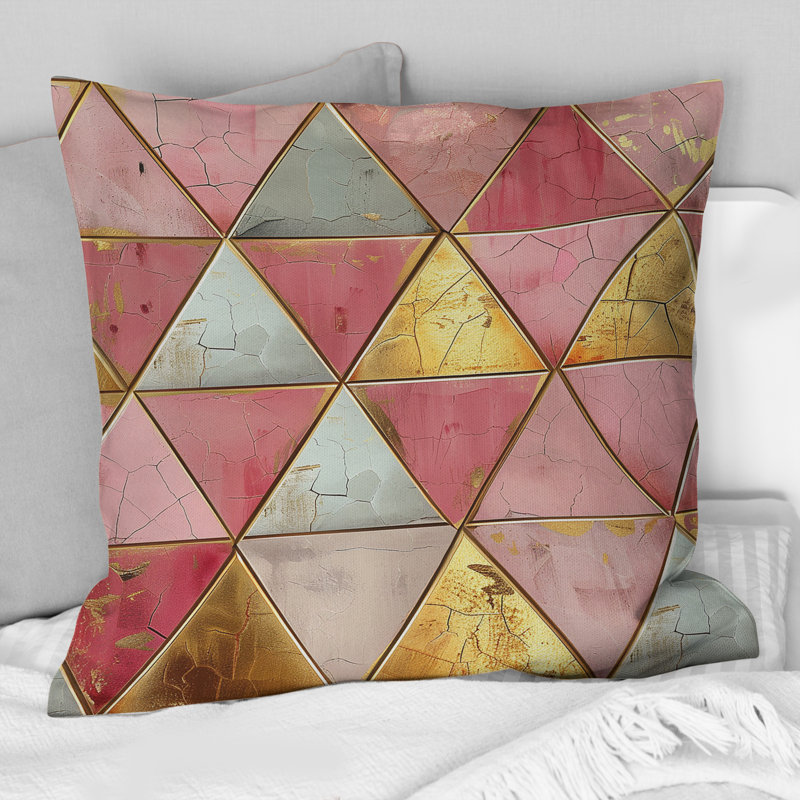 Coussin rose Mid-Century Triangle I - Mid-Century, H 16 po x l 16 po