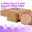 Ensemble de 2 tables basses carrées modernes de 31,5 pouces avec base en MDF et piédestal-1479266650