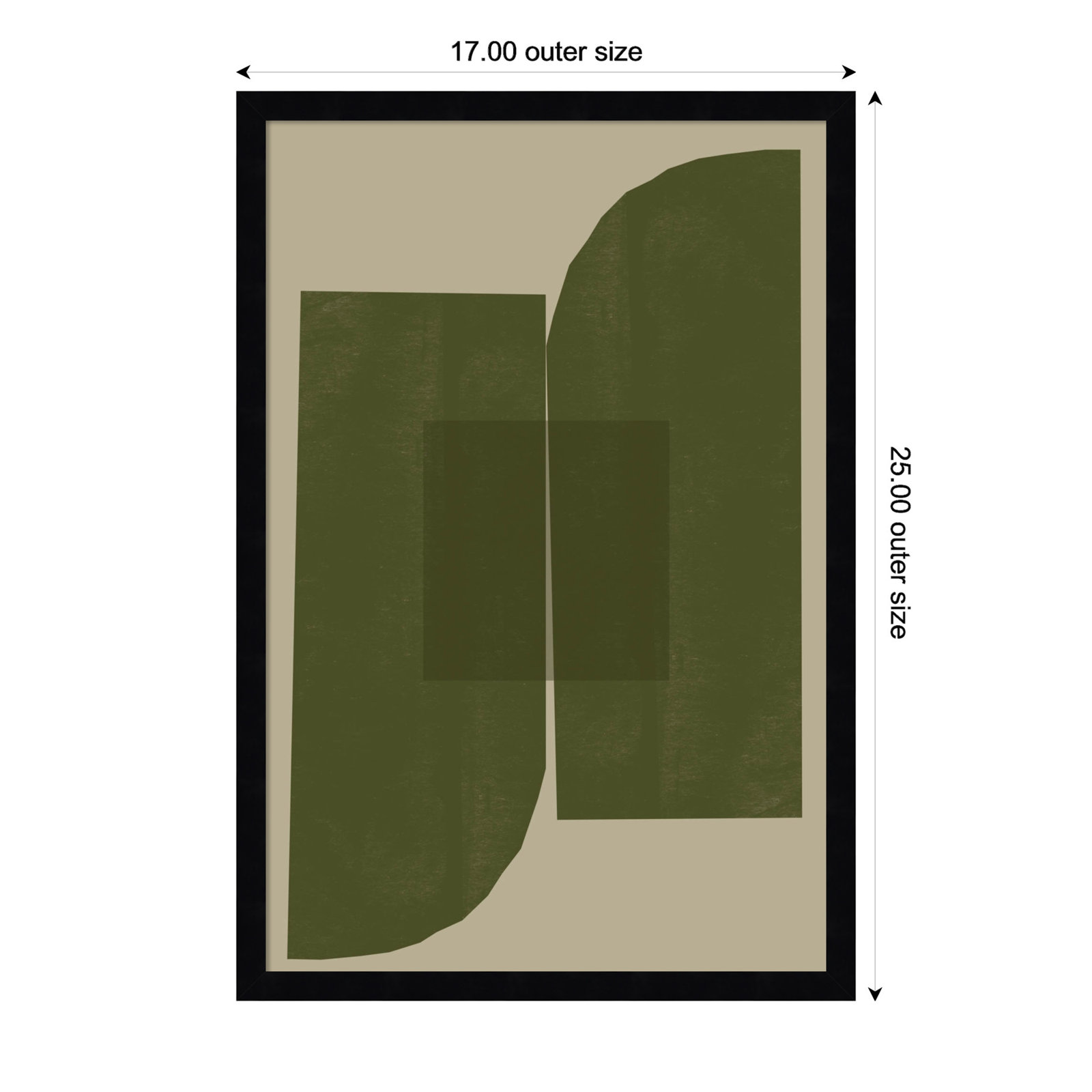 Percey "Green Composition 2" Print, Black, 25" H x 17" W