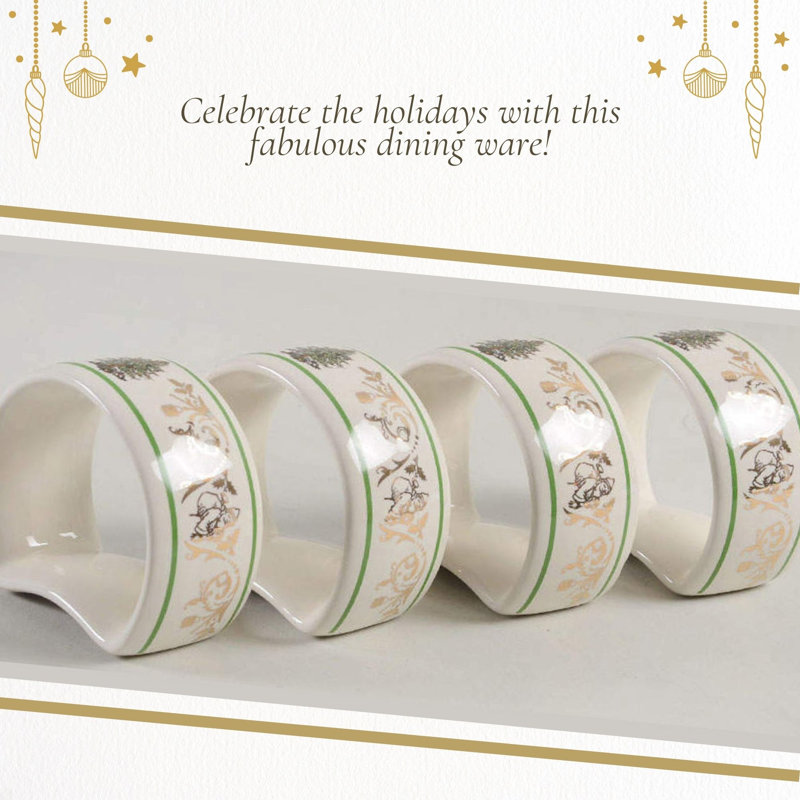 Spode Christmas Tree Gold Napkin Rings 2.75"