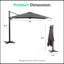 Parasol de patio polyvalent en porte-à-faux, rond extérieur décalé avec rotation à 360 ° et inclinaison sans base-2068364862-2068364863