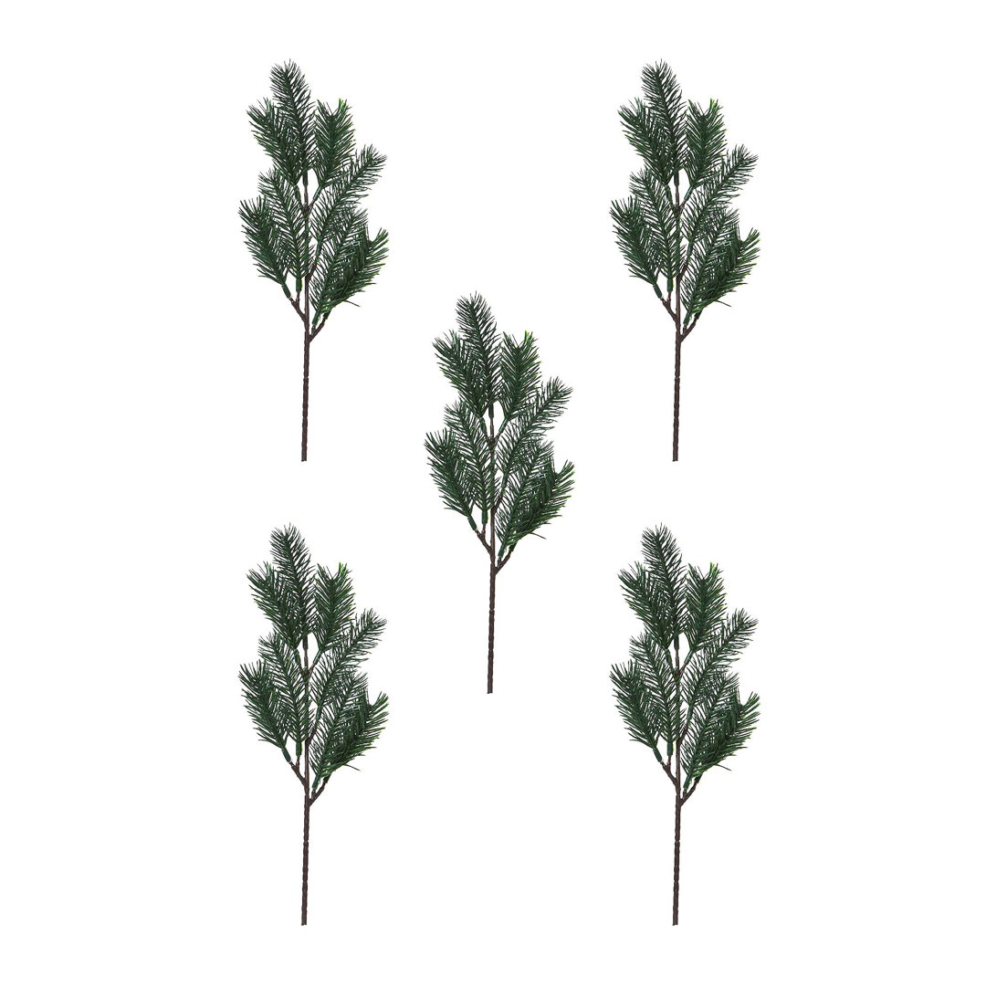 Set of 5 Natural Spruce Picks, Green PE Tips, 32 cm – Flexible Branches for Christmas Trees & Wreaths