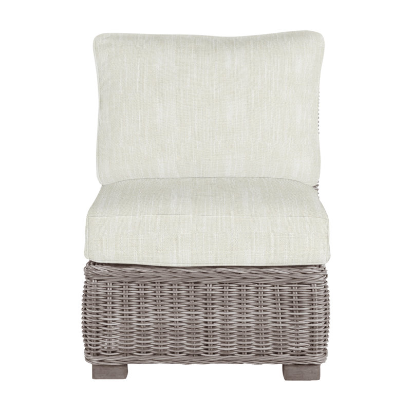 Fauteuil de chambre modulaire d'extérieur en résine tressée rustique N-Dura, Pas de soudure, Huître