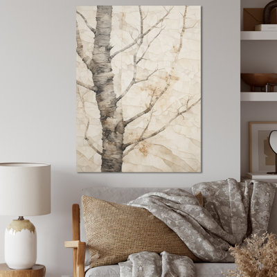 Minimalisme beige sycomore solitude encadré sur toile