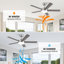 Vaczon 48" Modern Smart Dimmable Ceiling Fan with 3CCT LED Lights, 6-Speed Reversible DC Motor, Timer, Remote and App Control-1984583735
