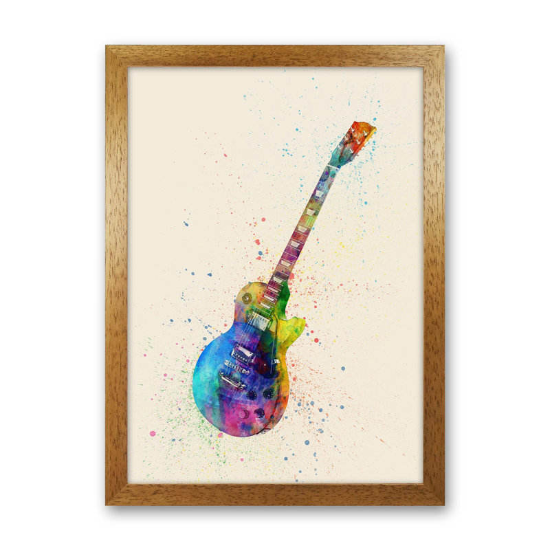 Electric Guitar II by Michael Tompsett - Print, Brown Framed, 34cm H x 25cm W x 3cm D