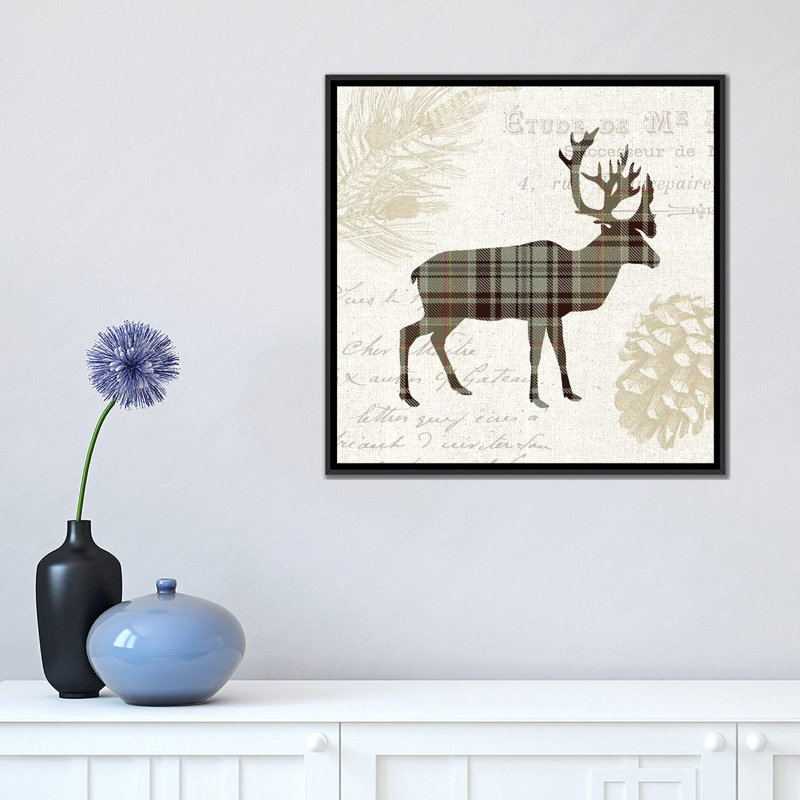 « écossais pose, brun clair i », impression sur toile, H 37 po x l 37 po x P 1,5 po, Toile avec cadre noir, Pas de tapis