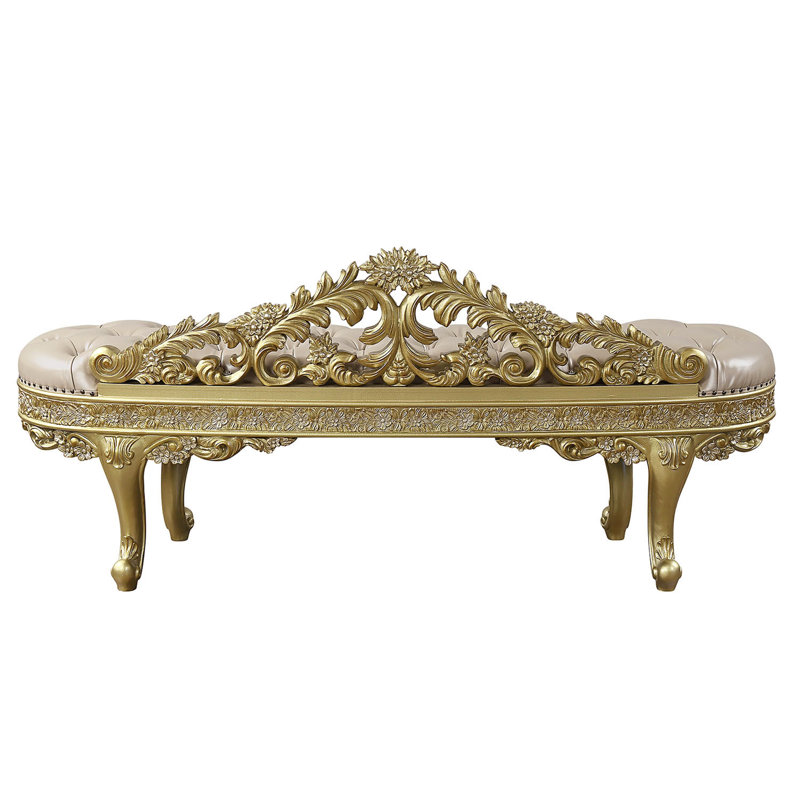 Camille Upholstered Bench in Gold