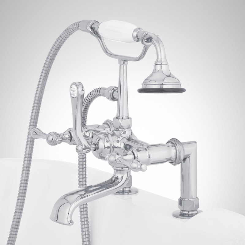 Chrome Telephone Style Deck Mounted Roman Tub Faucet with Lever Handles