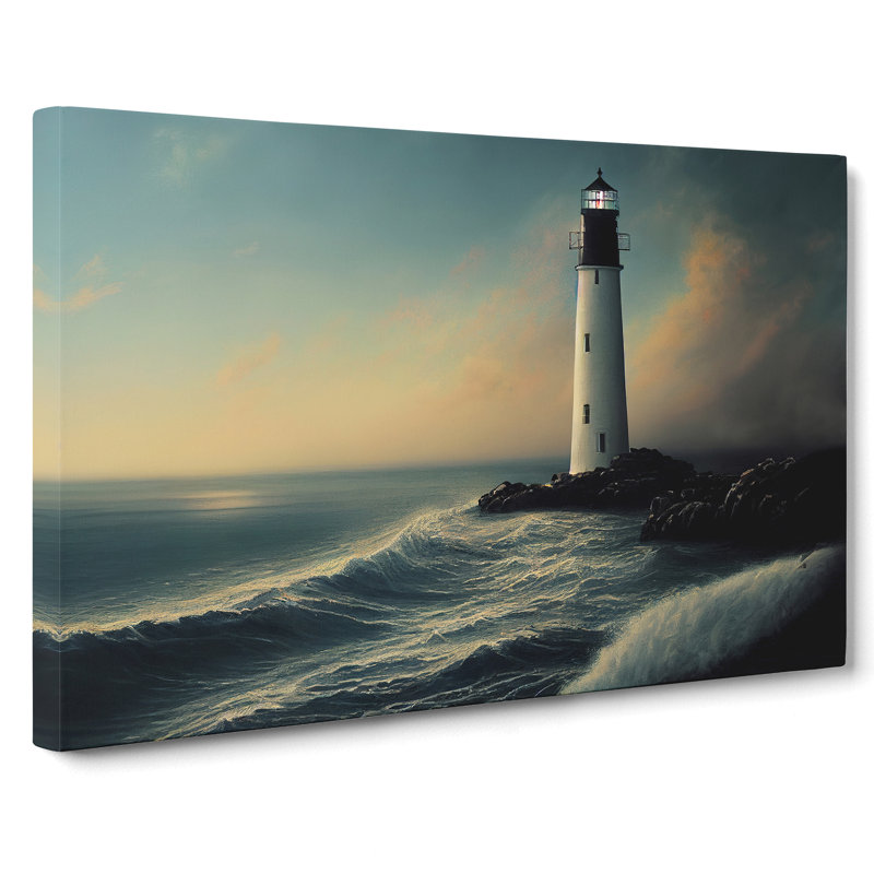Shimmering Lighthouse Seascape - Wrapped Canvas, 40cm H x 60cm W x 3cm D