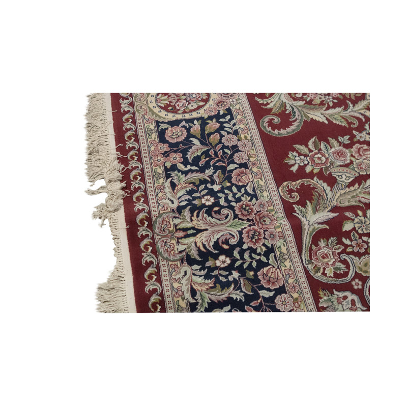 Hand-Knotted High-Quality Wine and Navy Area Rug