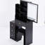 Small Bedroom Vanity With Cushioned Stool & Touchscreen Sliding Led Mirror, Switching And Brightness Adjustment, Black , American Design Table Touch-operated Colour Choices, Stool, For Living Areas