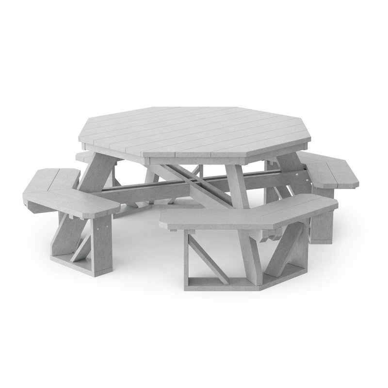 Heritage Octagon Picnic Table, Light Gray