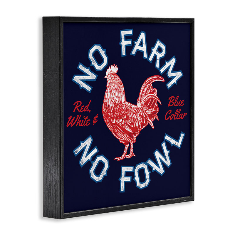 «No Farm or Fowl», art de la giclée par Jedco Brands, Inc., H 12 po x l 12 po, Giclée encadrée noir minuit