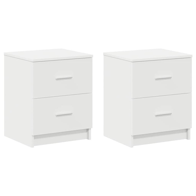 Bedside Cabinet With 2 Drawers, White, 2