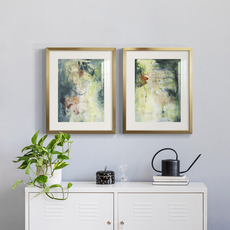 Nature's Elements I Nature's Elements I - Matted and Framed Under Acrylic Glass, Set of 2, Large Living Room Wall Art