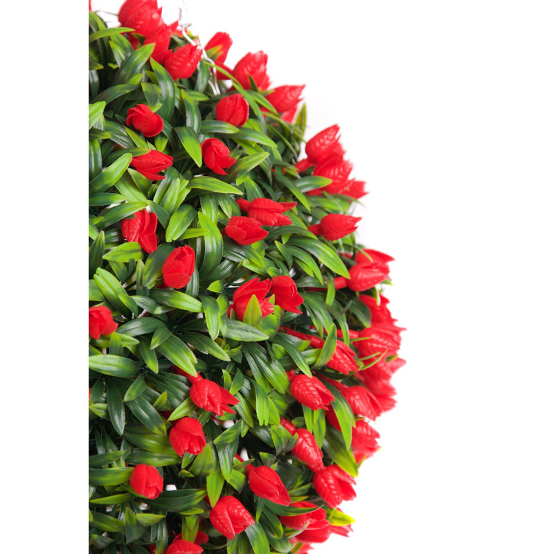 Faux Plant, 38cm H x 38cm W x 38cm D, Red