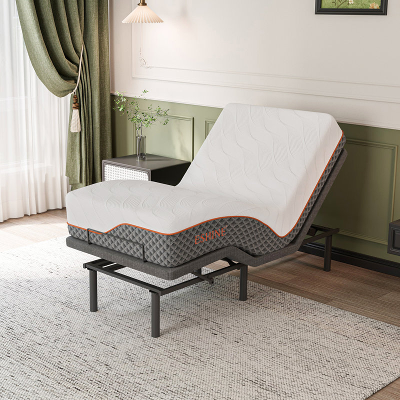 Lit réglable avec matelas hybride de 12 po, massage, télécommande sans fil, contrôle des applications, gravité zéro, éclairage sous le lit, ports USB et de type C des deux côtés