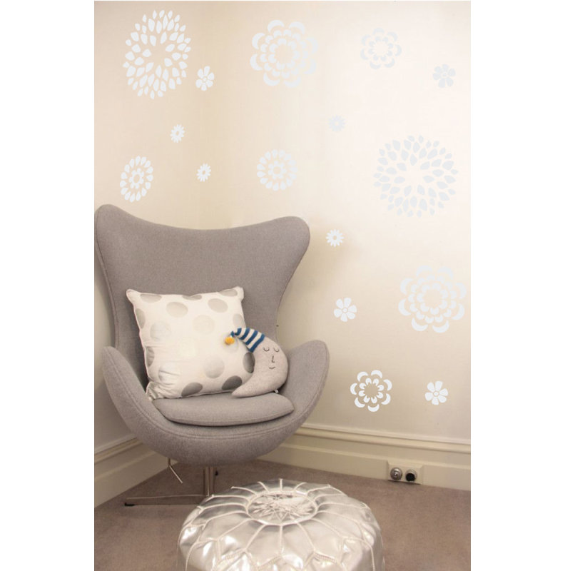Adhésif décoratif motif floral, H 19 po x l 24 po x P 0,01 po, Blanc