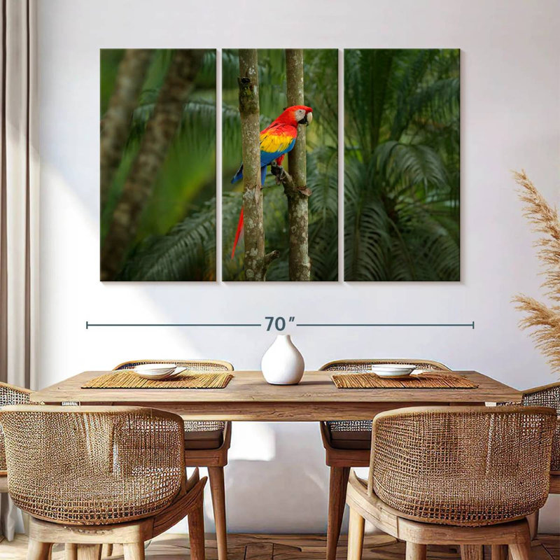 Brampt Wild Scarlet Macaw, 42" H x 65" W