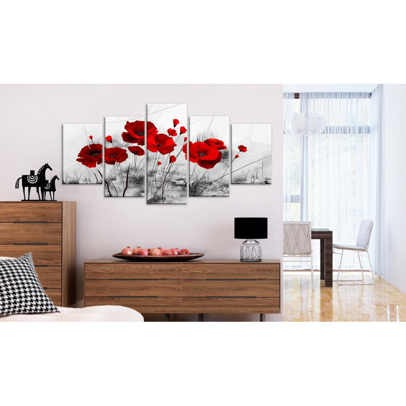 Floral Botanical Style - 5 pièces, impression sur toile tendue, H 20 po x l 40 po x P 0,7 po