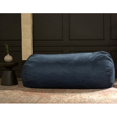 Fauteuil à billes cylindrique en suède de 6,5 pieds Marlin, bleu minuit