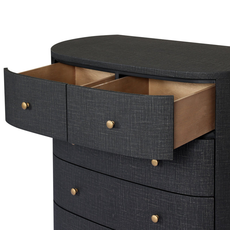 Amelia Chest-Ivory Painted Linen, Black Linen