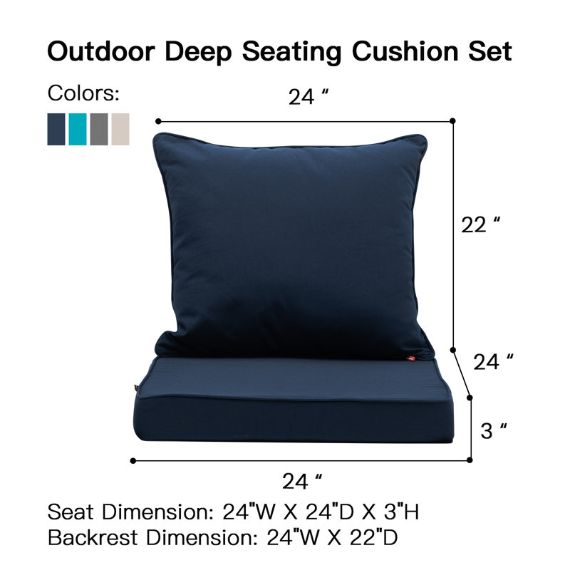 Ensemble de coussins d'extérieur à assise profonde, coussin d'extérieur, coussins de chaise d'extérieur, Bleu marine