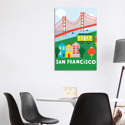 City Fun San Francisco by Ann Kelle - Wrapped Canvas Print
