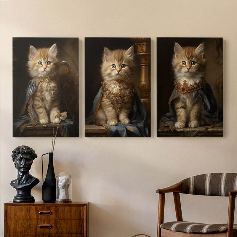 Série royale d'animaux LXV - ensemble de toiles tendues avec châssis Premium - prêt à être accroché