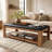 55.12" Upholstered Solid Wood Coffee Table with Open Storage