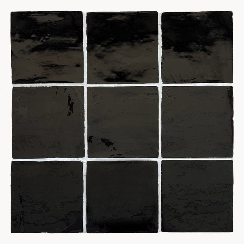 Harper 5" x 5" Beveled Ceramic Tile, Black