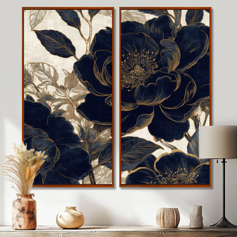 Regnier - impressions sur toile bleues, H 20 po x l 24 po, Impression encadrée flottante, Brun