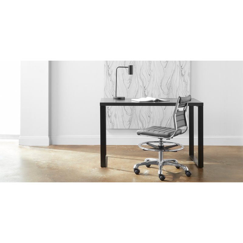 Chaise de dessinateur - Tabouret à hauteur réglable sans accoudoirs avec base en aluminium, Gris