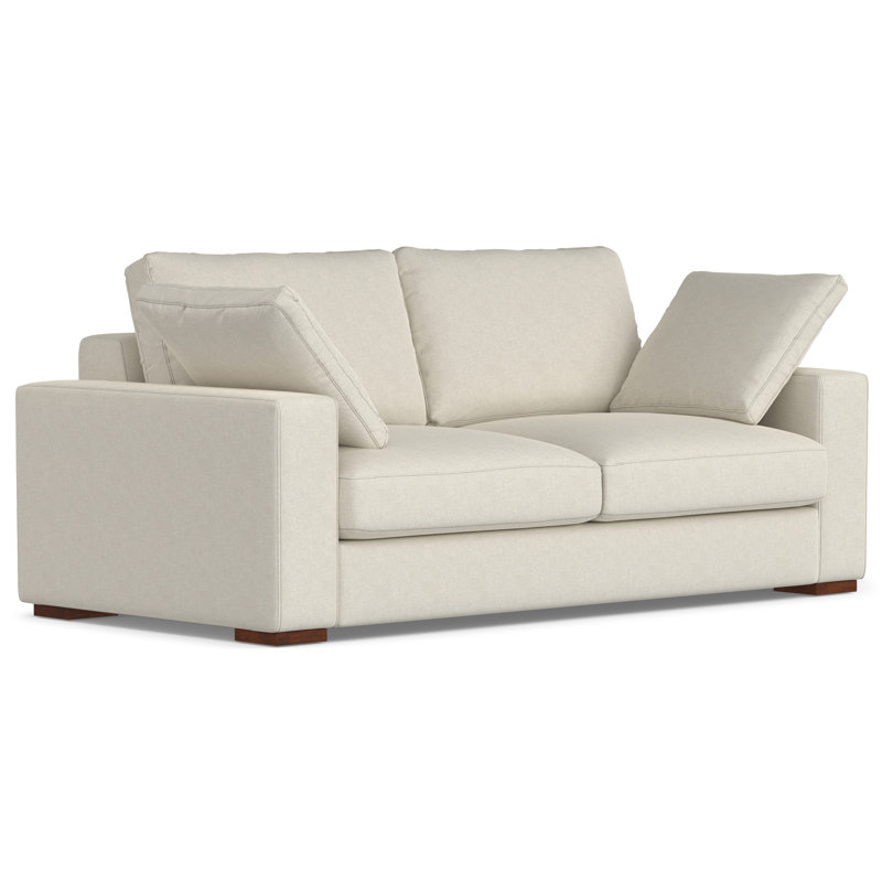 Charlie 78'' Cream Fabric Upholstered Lawson Sofa