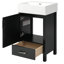 Meuble-lavabo moderne de 20,52 po avec lavabo en céramique, armoire en bois massif, poignées en alliage d'aluminium et rangement spacieux pour petite optimisation noir avec cadre, rangement organisé, patins en plastique