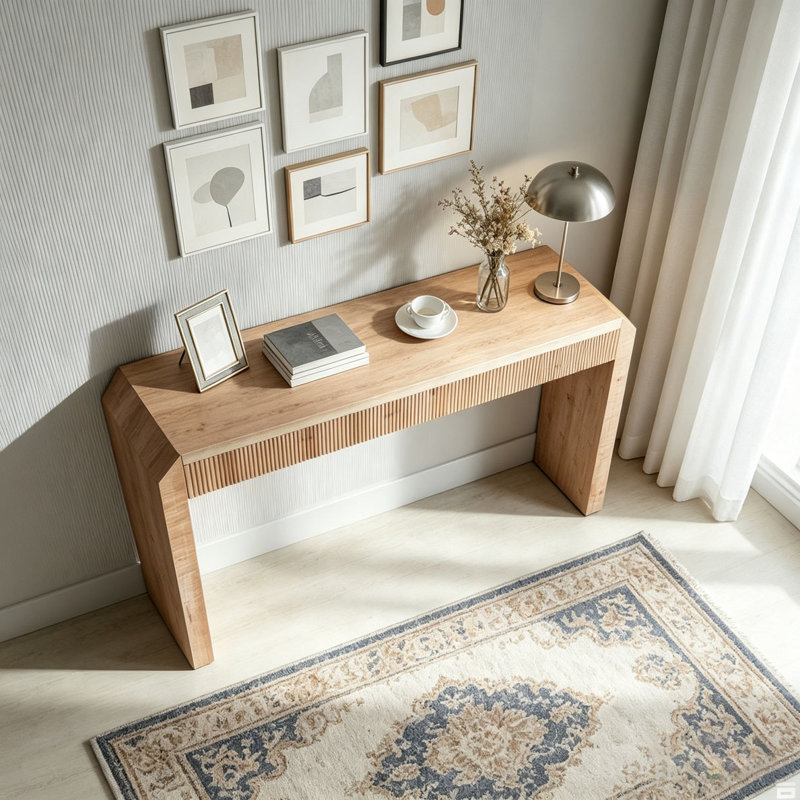 Console rustique en bois avec tiroir