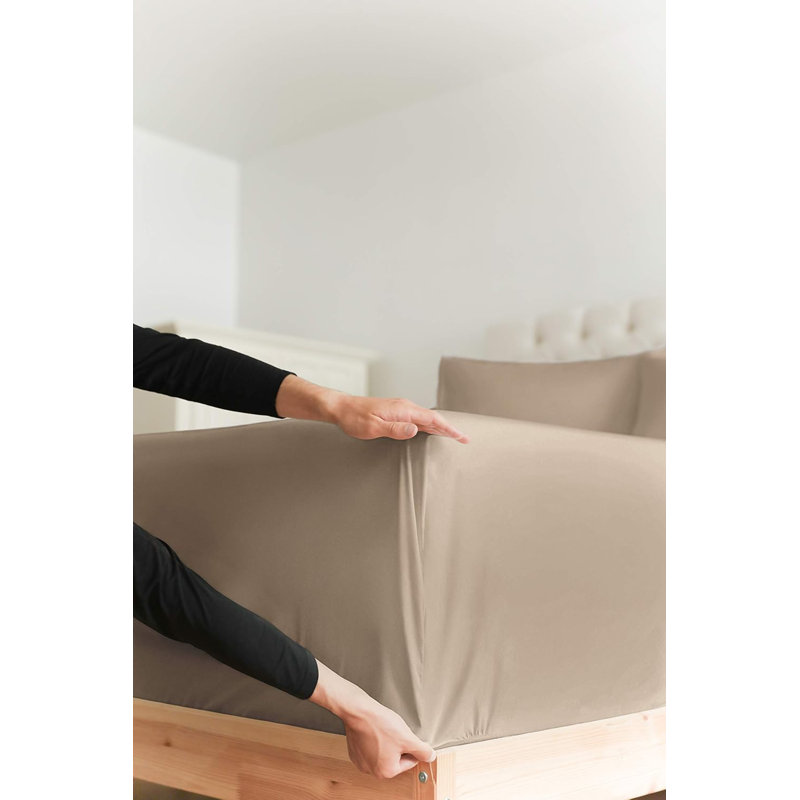 King Beige Cotton Polyester Deep Pocket Sheet Set