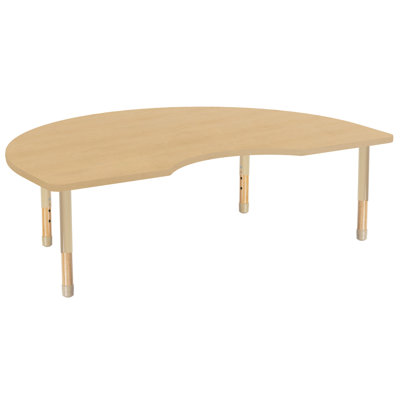 48" x 72" Kidney Thermofused Activity Table with Adjustable Chunky Wood Legs - Maple Grain/Sand/Natural