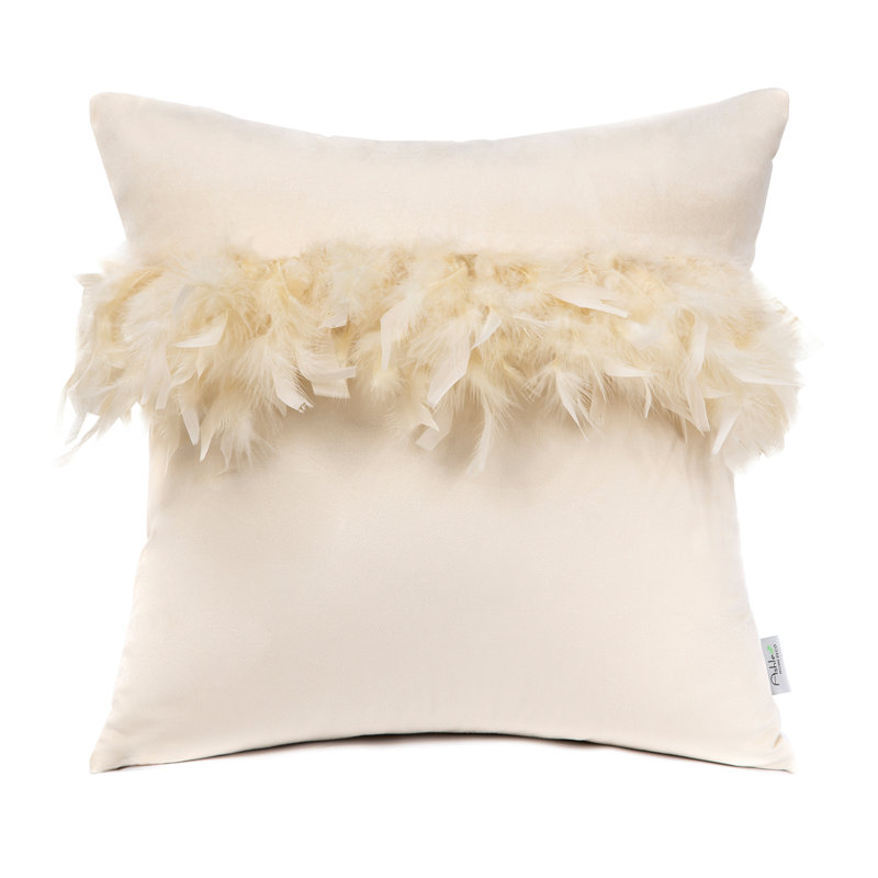 Coussin décoratif en plumes, Beige, H 18 po x l 18 po, Pillow Cover & Insert