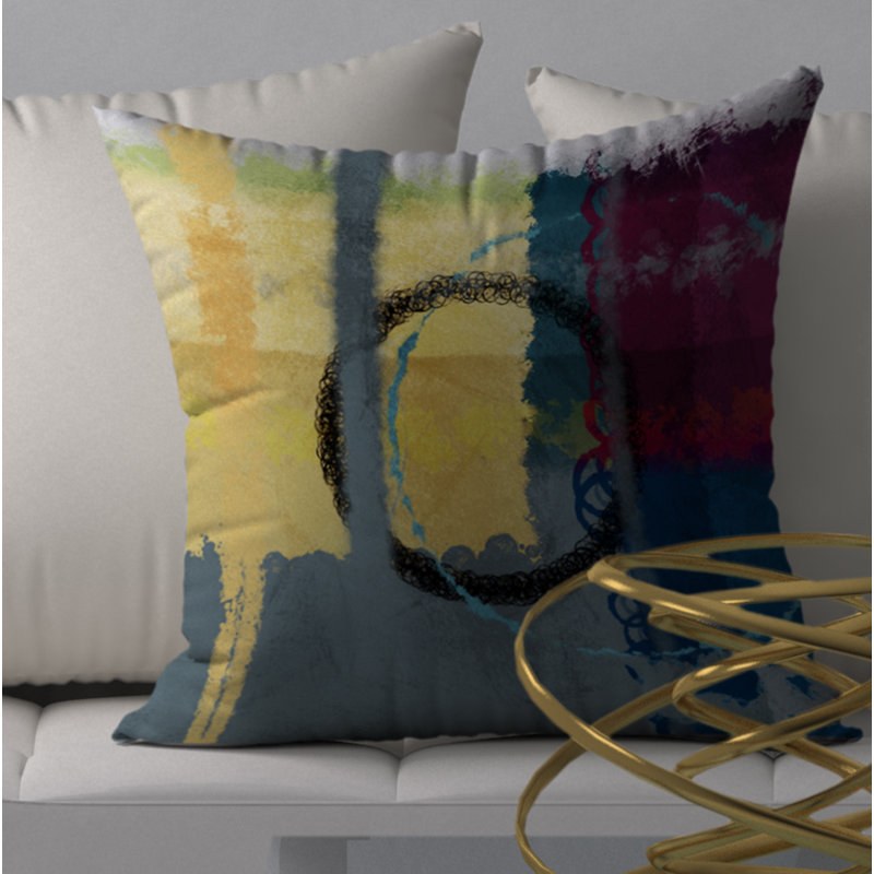 Abstract Throw Pillow, 18" H x 18" W