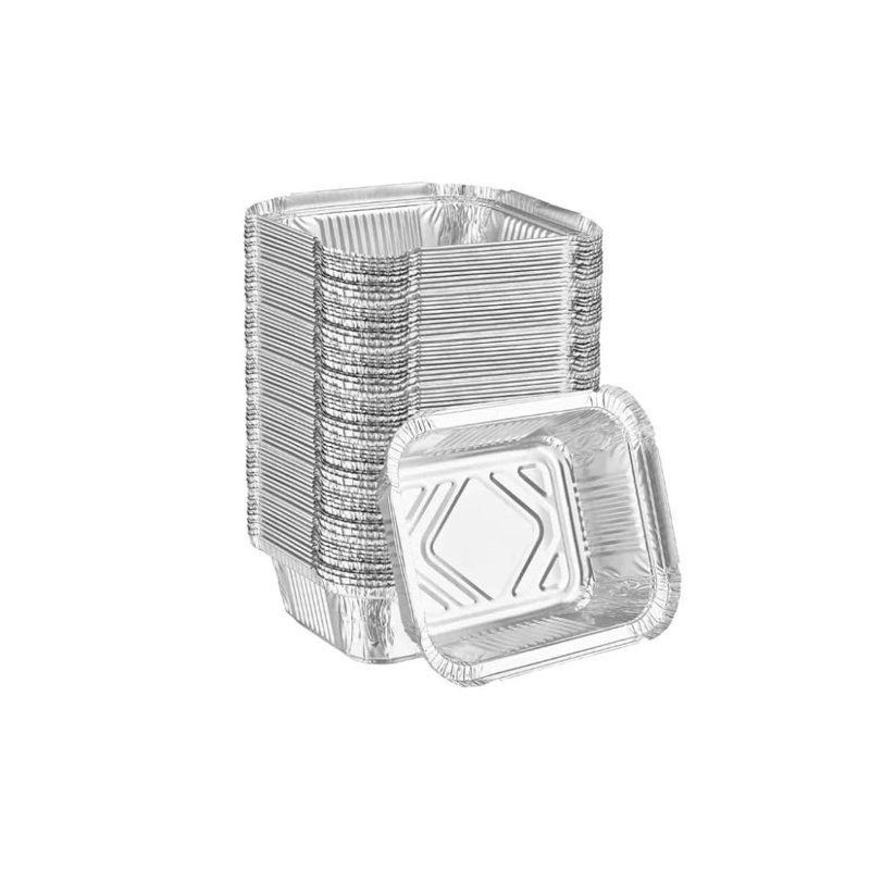  Casserole oblongue en aluminium de 2,25 lb avec couvercle - plateau jetable pour la cuisson, le rôtissage, la préparation des repas, les mets à emporter, le congélateur, la restauration, les buffets, les fêtes et les services de restauration (150)