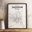 Saginaw City Map - Unframed Graphic Art Print on Paper-2067018683-2082564149