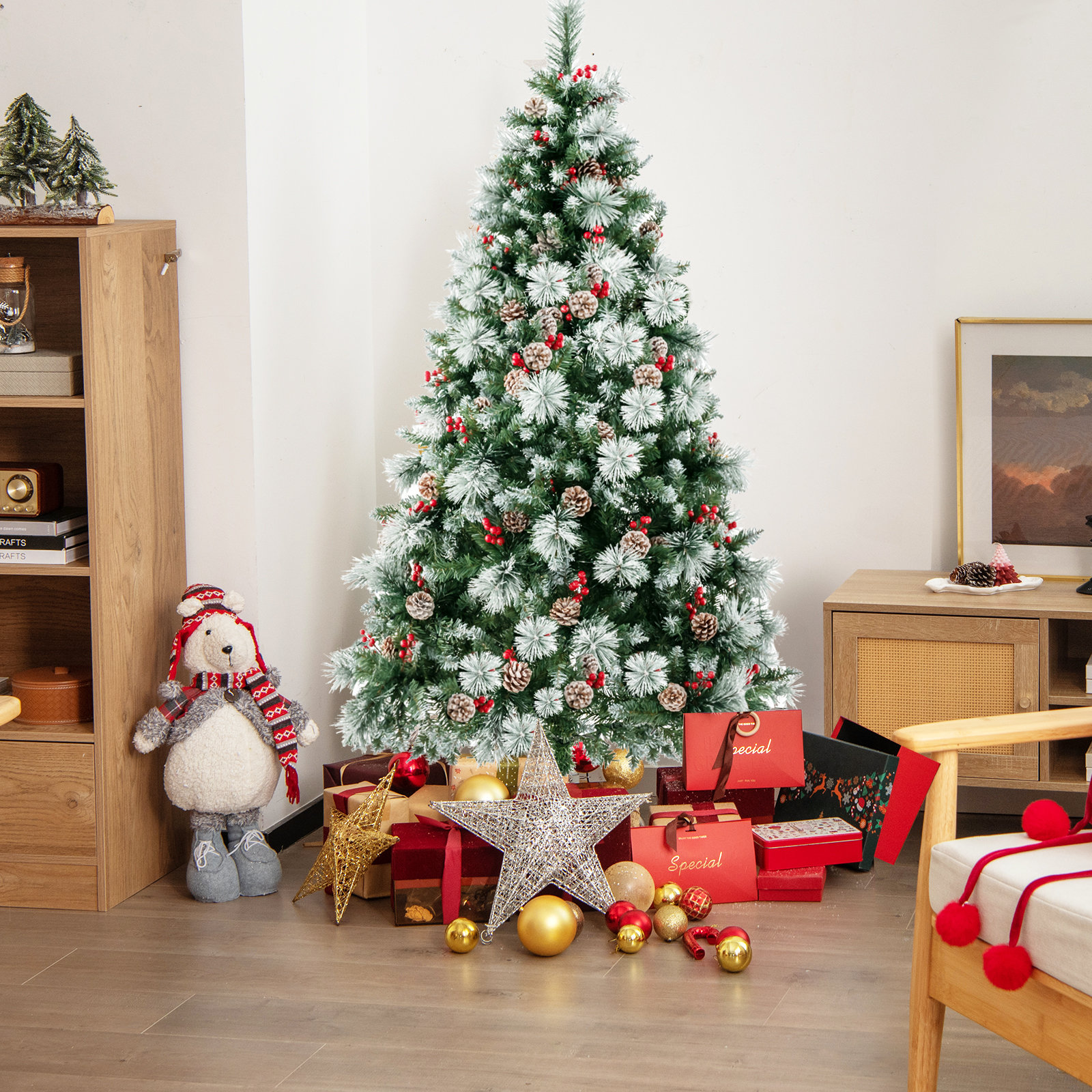 The Holiday Aisle® 6'/7' Lighted Artificial Pine - Stand Included | Wayfair, image size:1600x1600