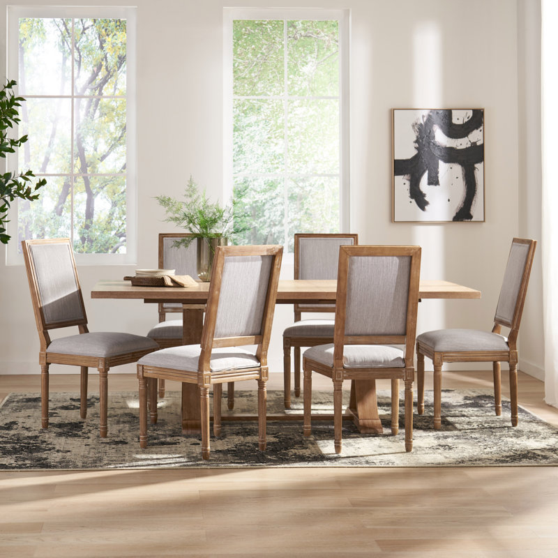 Clitherall Extendable Solid Wood Top Trestle Dining Set, Natural, Brown