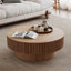 Table basse ronde moderne avec rangement caché - placage en bois naturel et bois massif + panneau de fibres à densité moyenne, table d'appoint multifonctionnelle pour le salon, la chambre à coucher ou le bureau
