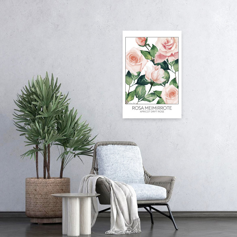 Abricot à la dérive, rose, art contemporain de fleur rose, H 24 po x l 16 po
