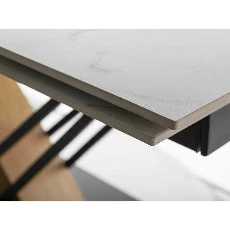 Colerain Dining Table, 75cmH x 160cmL x 90cmW, White/Oak